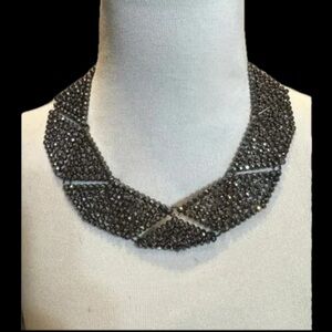 Black Beaded Statement Necklace Choker Rhinestone Beautiful NWT